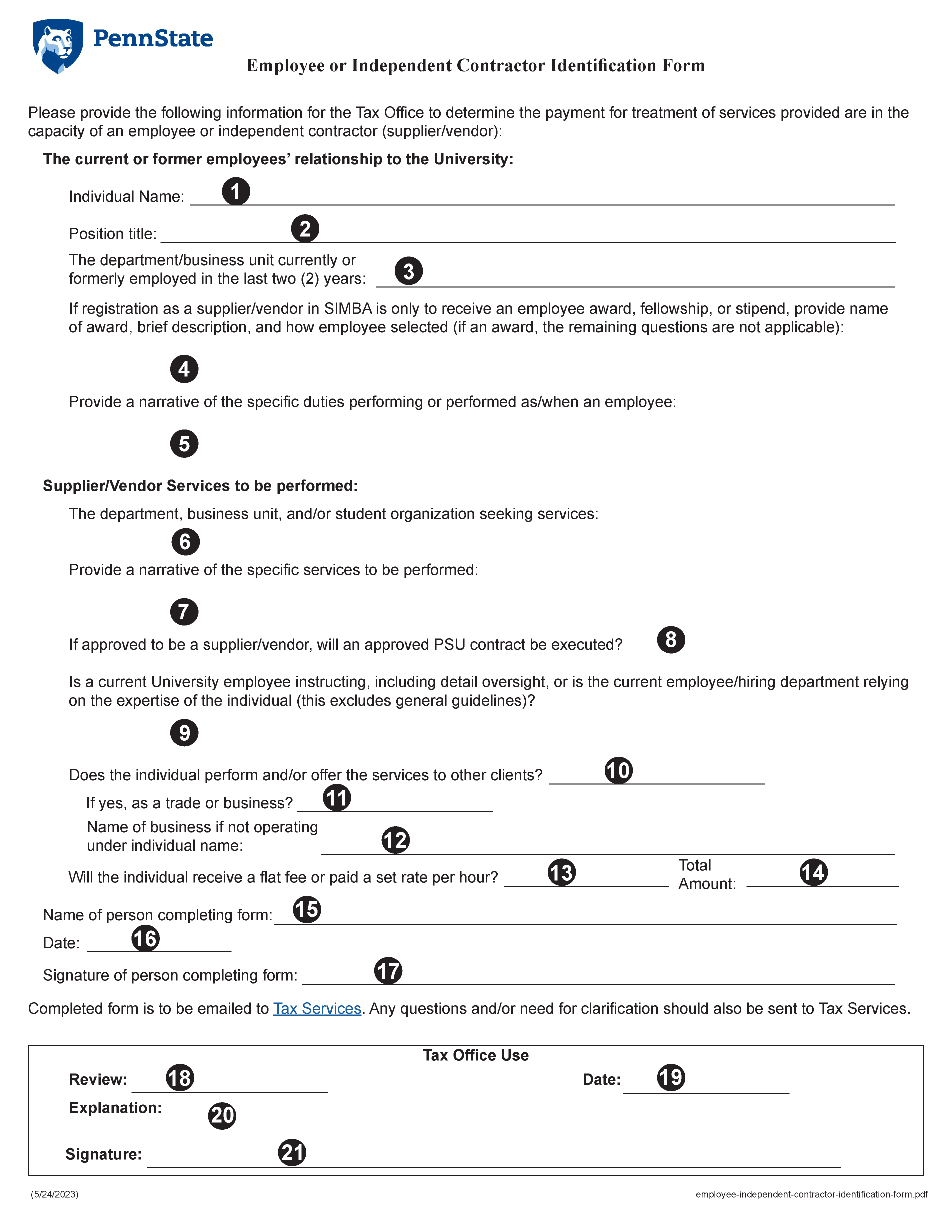 Image of Employee or Independent Contractor Identification Exhibit